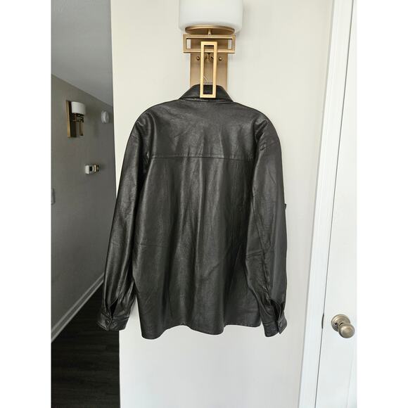 Claude Lamont Men's Dark Brown Leather Snap Button Shirt Size Medium - Picture 9 of 11